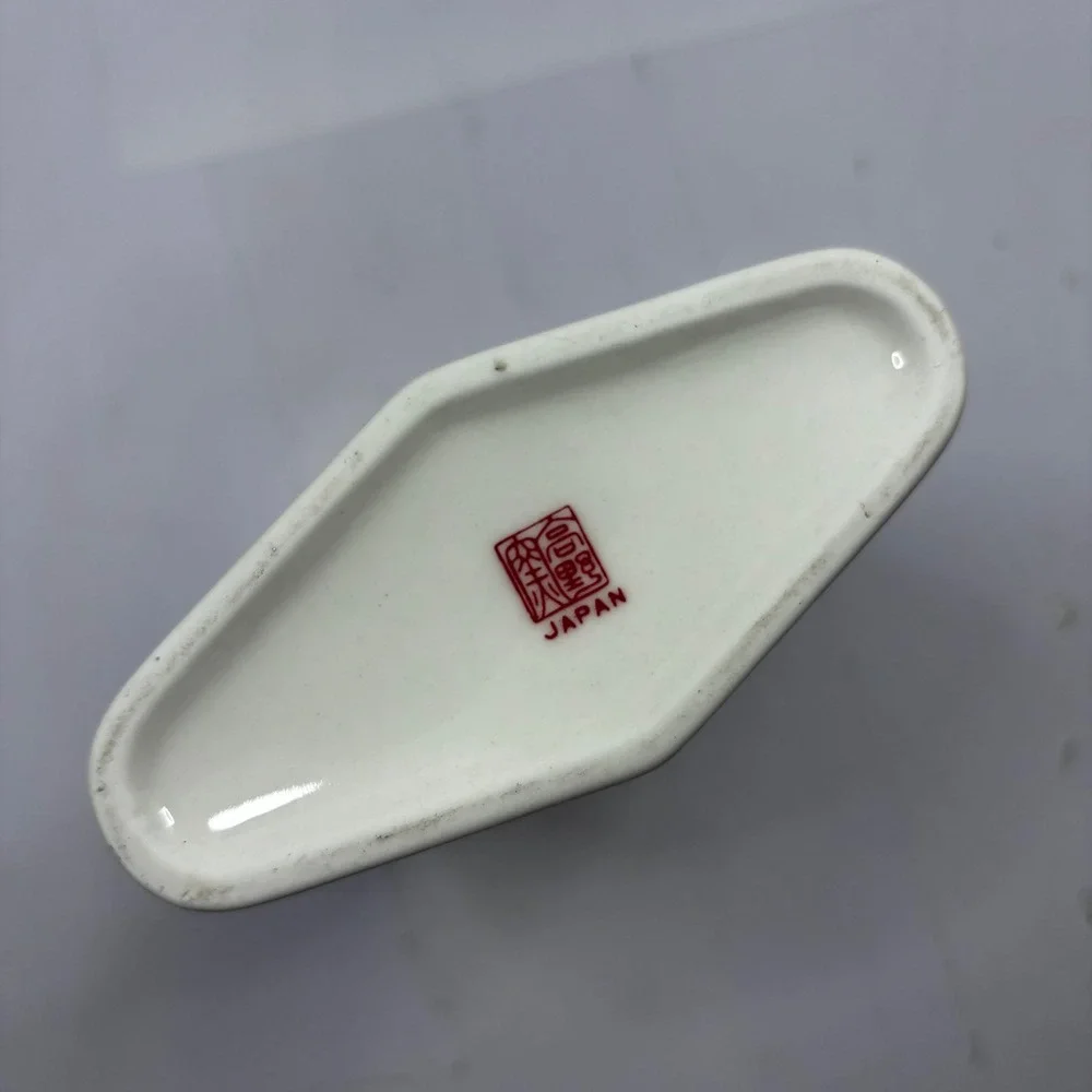 Vintage Japanese Porcelain Vase Bird‎ and Floral Gilt Trim Hexagon Diamond Shape